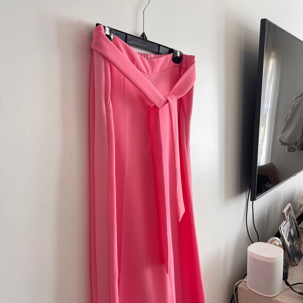 Me + Em Pink Wide Leg Waist Tie Trousers - Picture 6 of 9